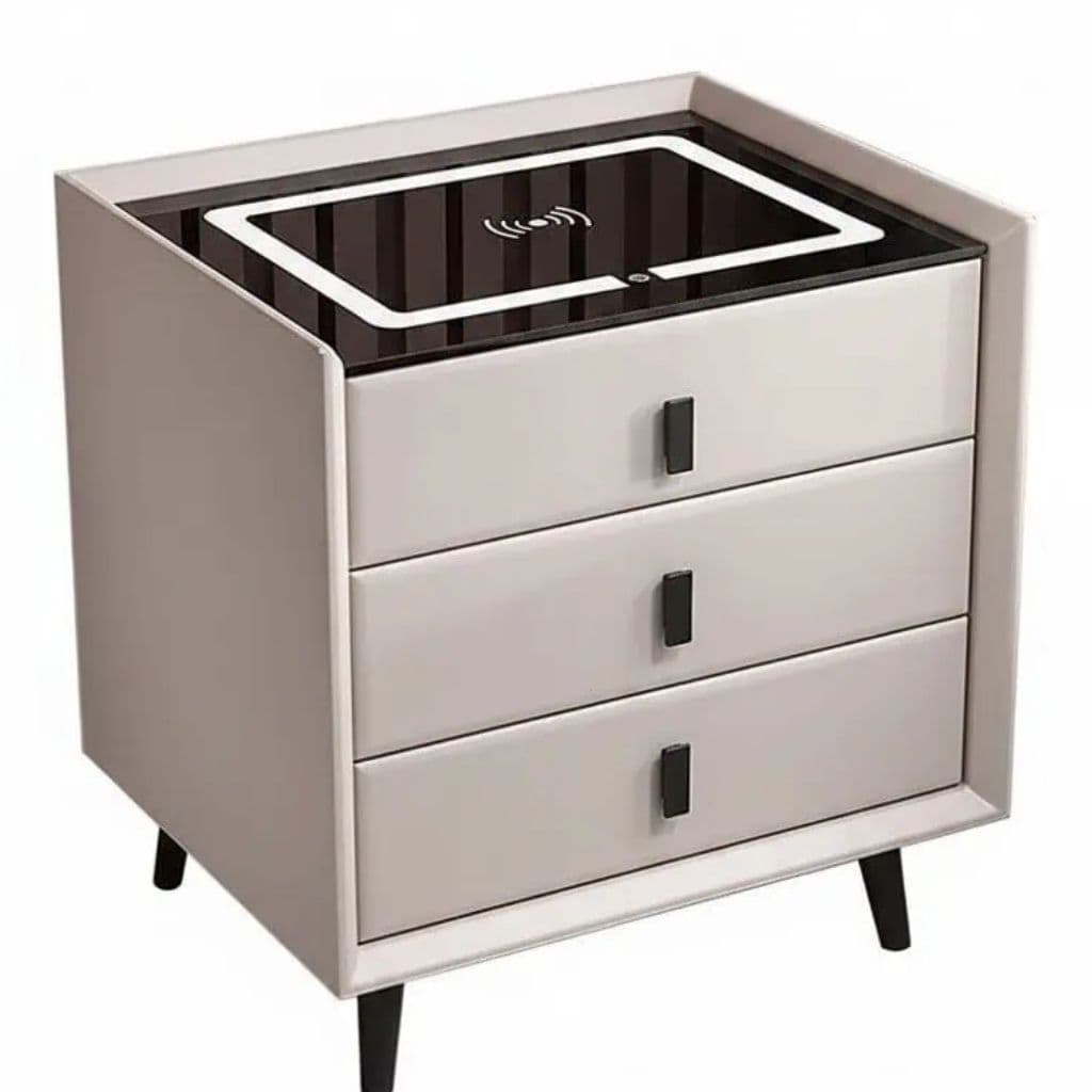 3-drawer nightstand — full view, white variant