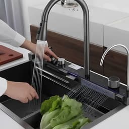 Lifestyle — extendable tap with spray jet and cascade