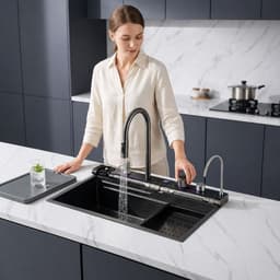 Lifestyle — rainfall cascade in a modern kitchen