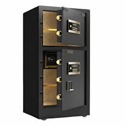 Doors open — compartments with gold-tone interior