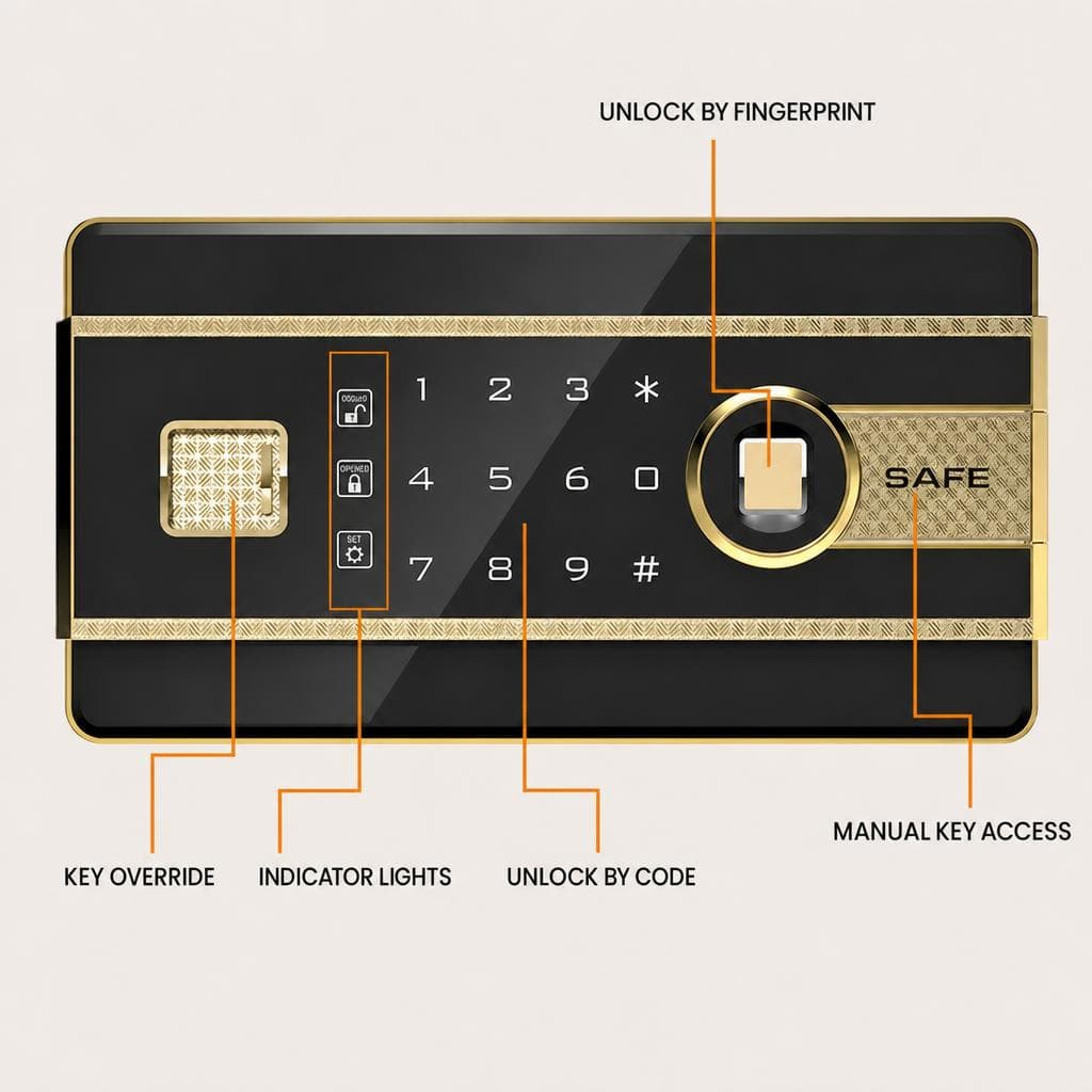 Panel detail — PIN keypad and key