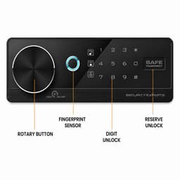Control panel — rotary button, fingerprint, code, backup
