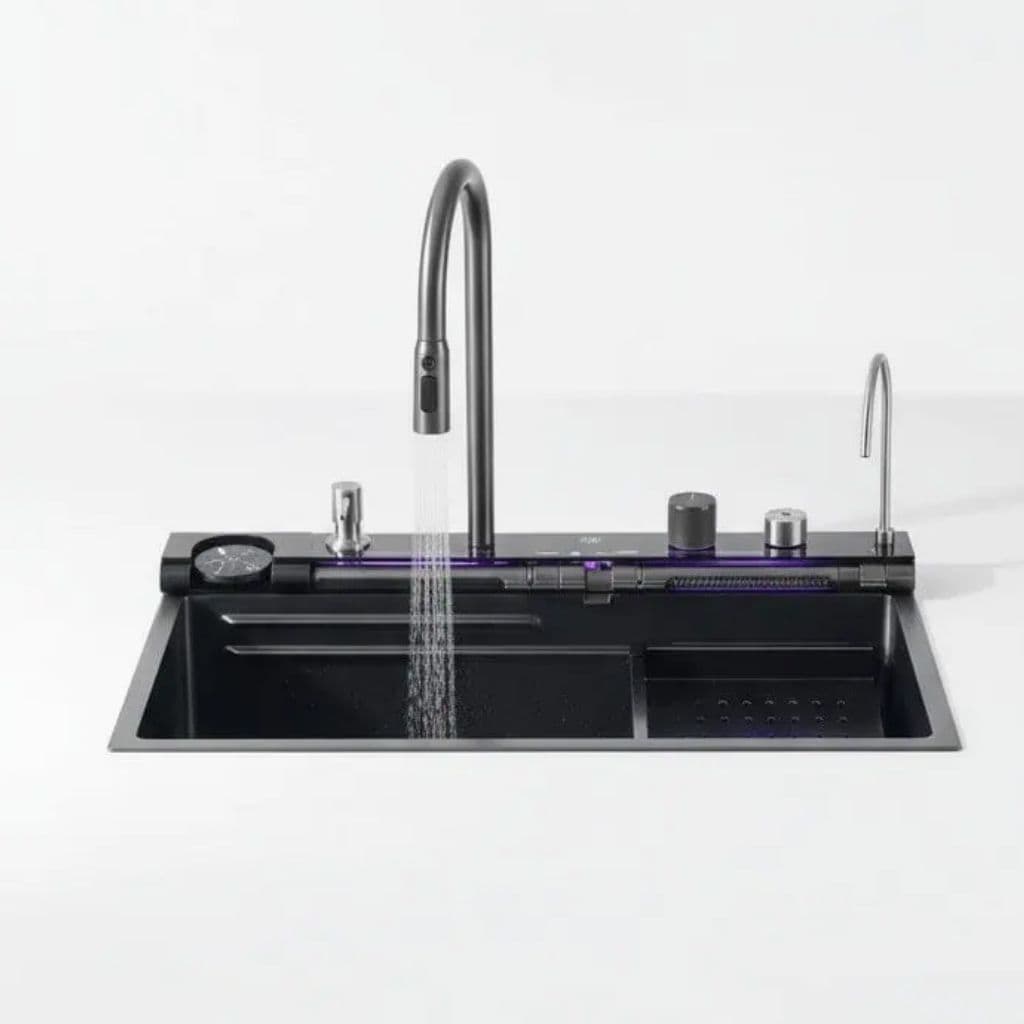 Central panel — LED display, dispenser, glass rinser